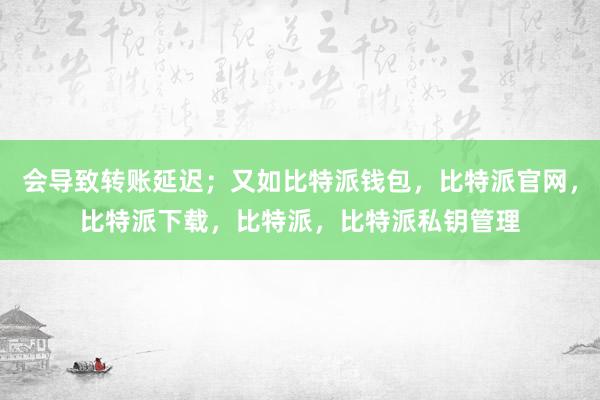 会导致转账延迟；又如比特派钱包，比特派官网，比特派下载，比特派，比特派私钥管理