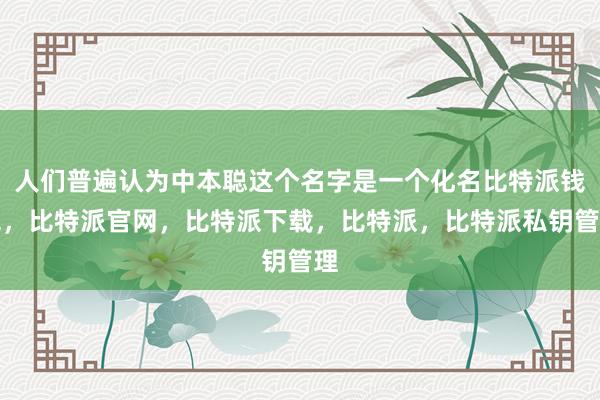 人们普遍认为中本聪这个名字是一个化名比特派钱包，比特派官网，比特派下载，比特派，比特派私钥管理