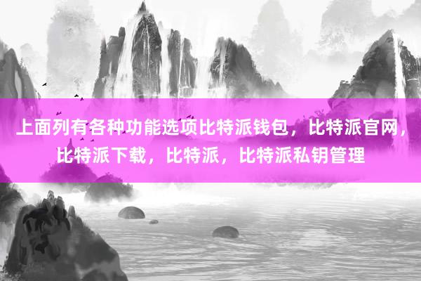 上面列有各种功能选项比特派钱包，比特派官网，比特派下载，比特派，比特派私钥管理