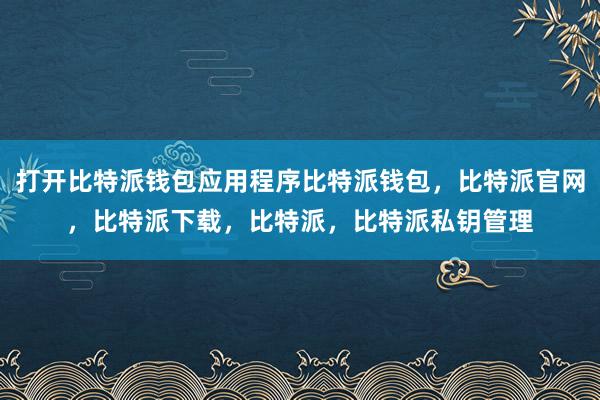 打开比特派钱包应用程序比特派钱包，比特派官网，比特派下载，比特派，比特派私钥管理