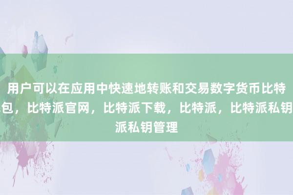 用户可以在应用中快速地转账和交易数字货币比特派钱包，比特派官网，比特派下载，比特派，比特派私钥管理