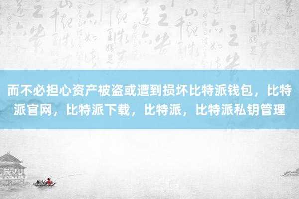 而不必担心资产被盗或遭到损坏比特派钱包，比特派官网，比特派下载，比特派，比特派私钥管理