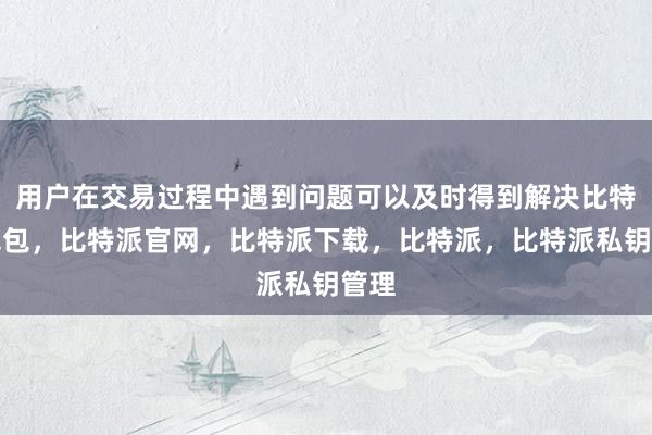 用户在交易过程中遇到问题可以及时得到解决比特派钱包，比特派官网，比特派下载，比特派，比特派私钥管理