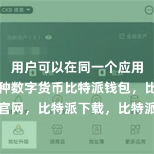 用户可以在同一个应用中管理多种数字货币比特派钱包，比特派官网，比特派下载，比特派，比特派私钥管理