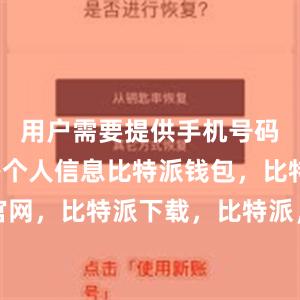 用户需要提供手机号码、邮箱等个人信息比特派钱包，比特派官网，比特派下载，比特派，比特派私钥管理